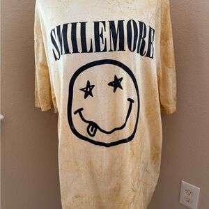 Smile More Tie Dye Crewneck Tee with Black Label Print